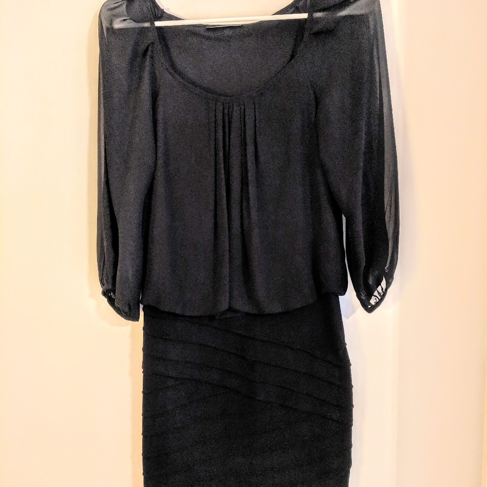B Darling Lil Black Sheer Bandage Dress SMALL